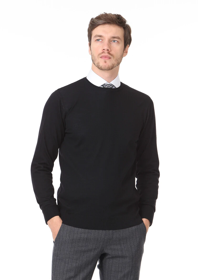 Black Knitwear Sweatshirt - 1