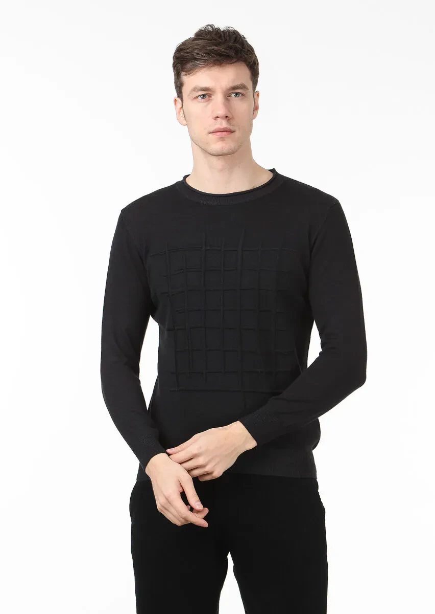 Black Knitwear Sweatshirt - 1