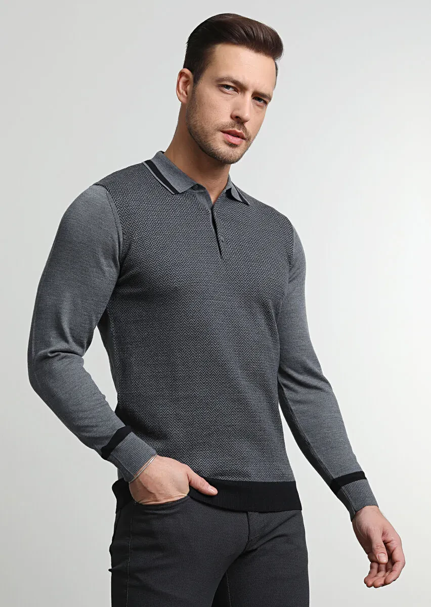 Black Knitwear Sweatshirt - 1