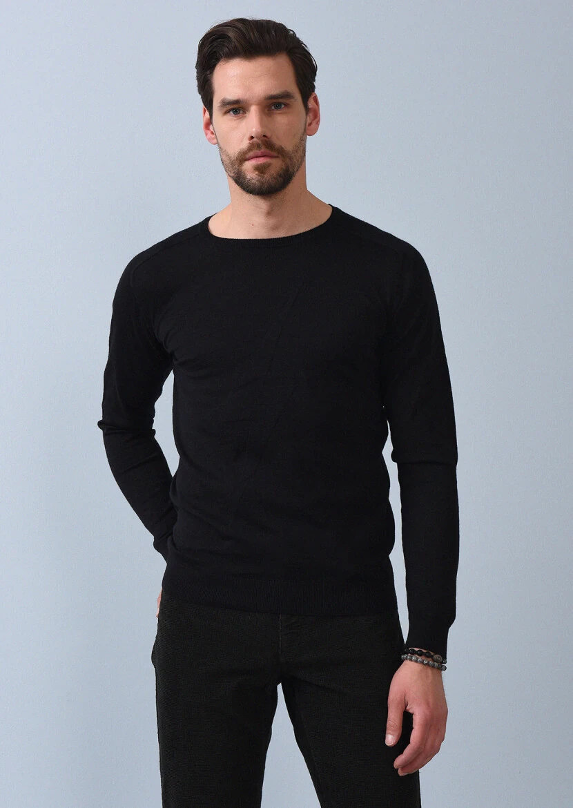 Black Knitwear Sweatshirt - 1