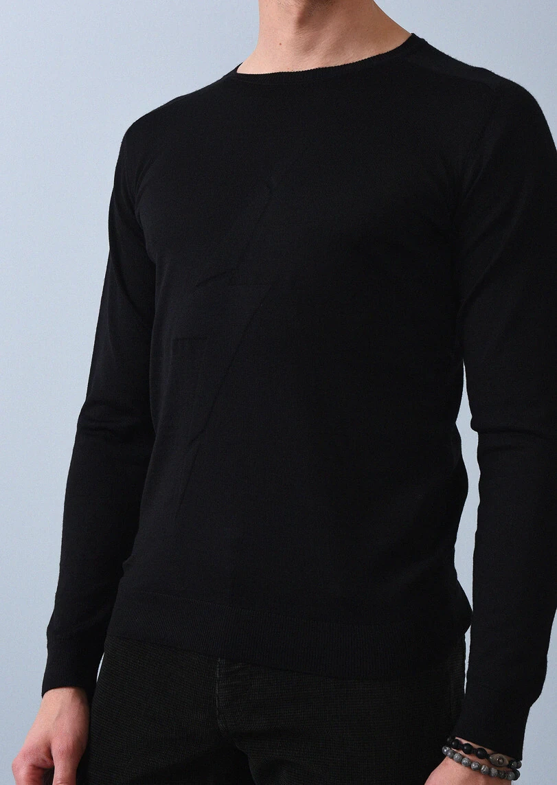 Black Knitwear Sweatshirt - 2