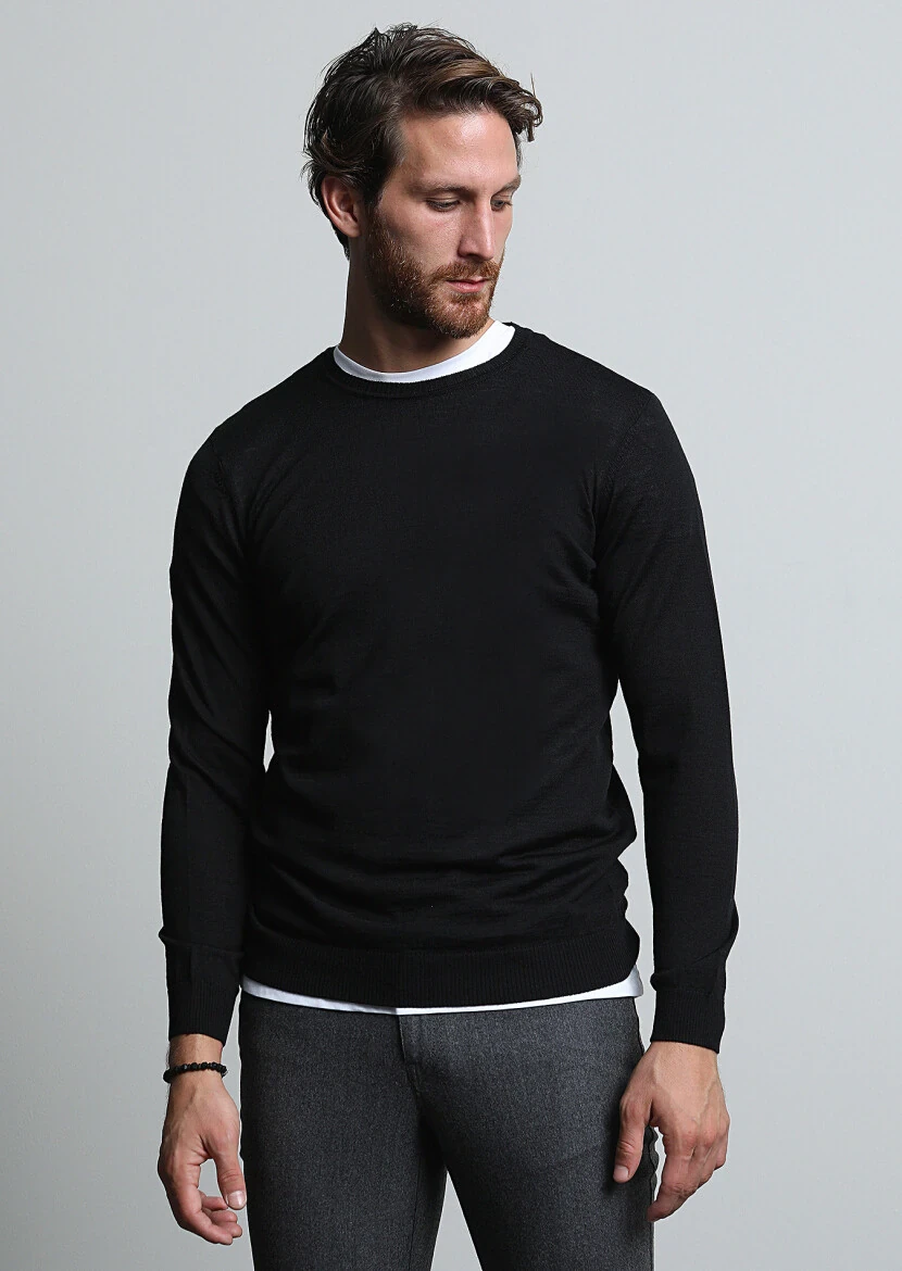 Black Knitwear Sweatshirt - 1