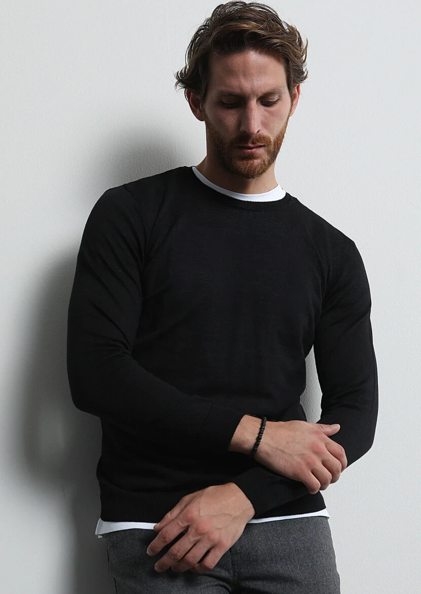 Black Knitwear Sweatshirt 