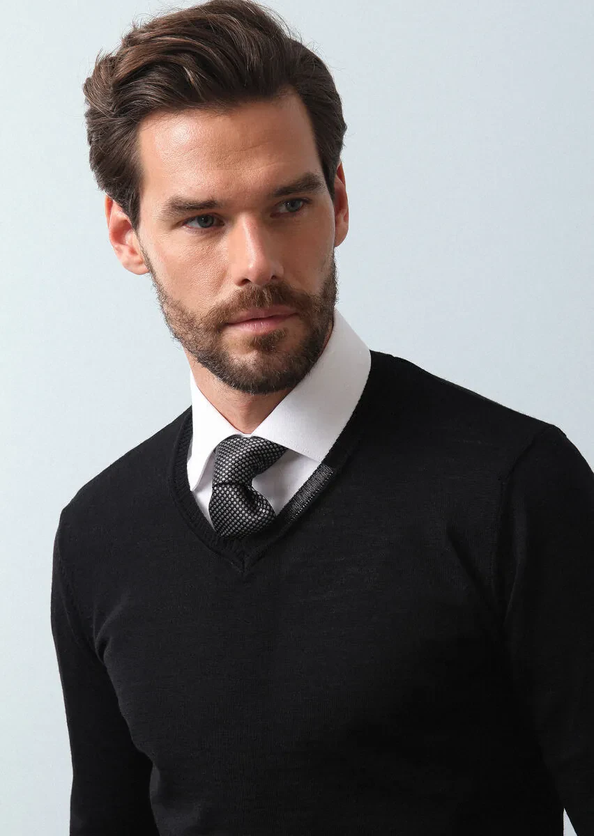 Black Knitwear Sweatshirt - 1