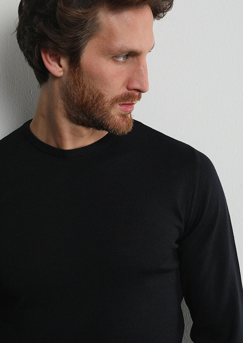 Black Knitwear Sweatshirt - 1