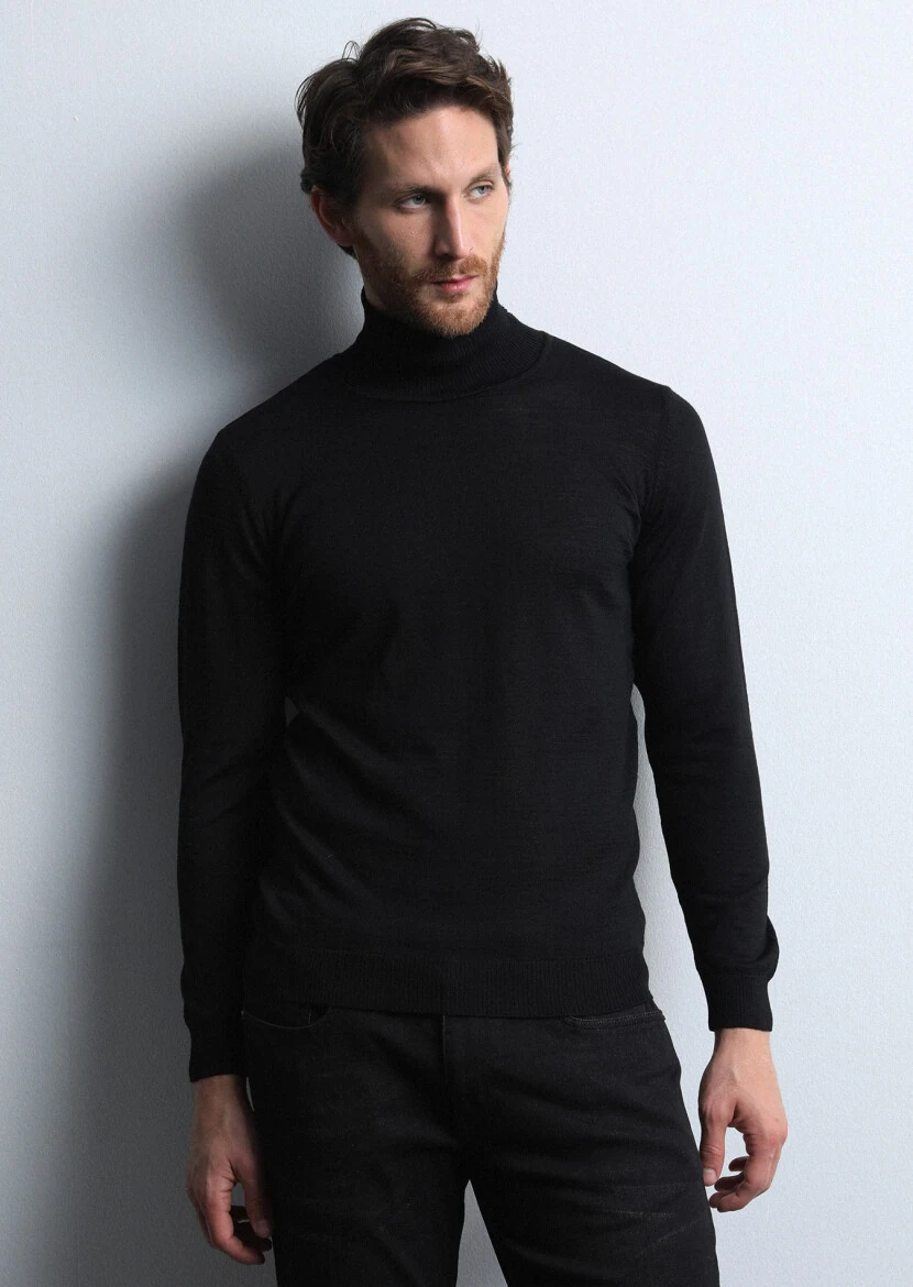 Black Knitwear Sweatshirt - 1
