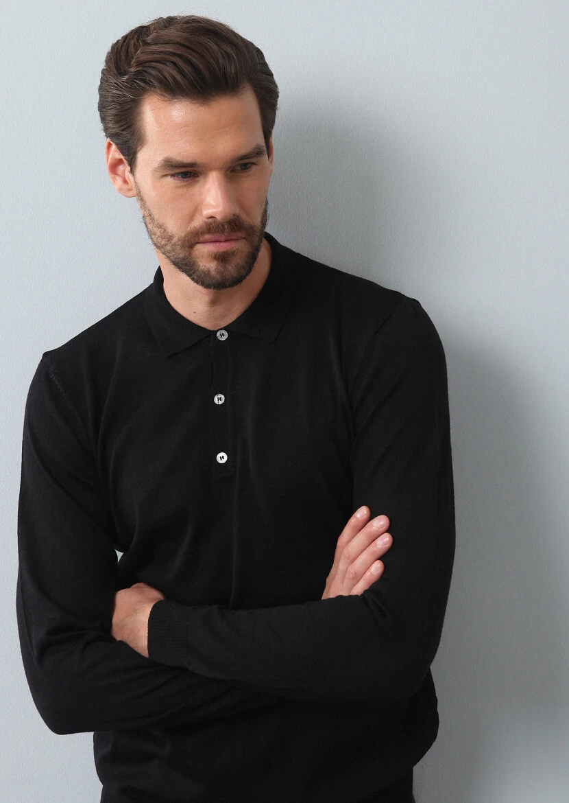Black Knitwear Sweatshirt - 1