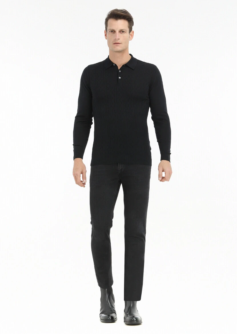 Black Knitwear Sweatshirt - 1