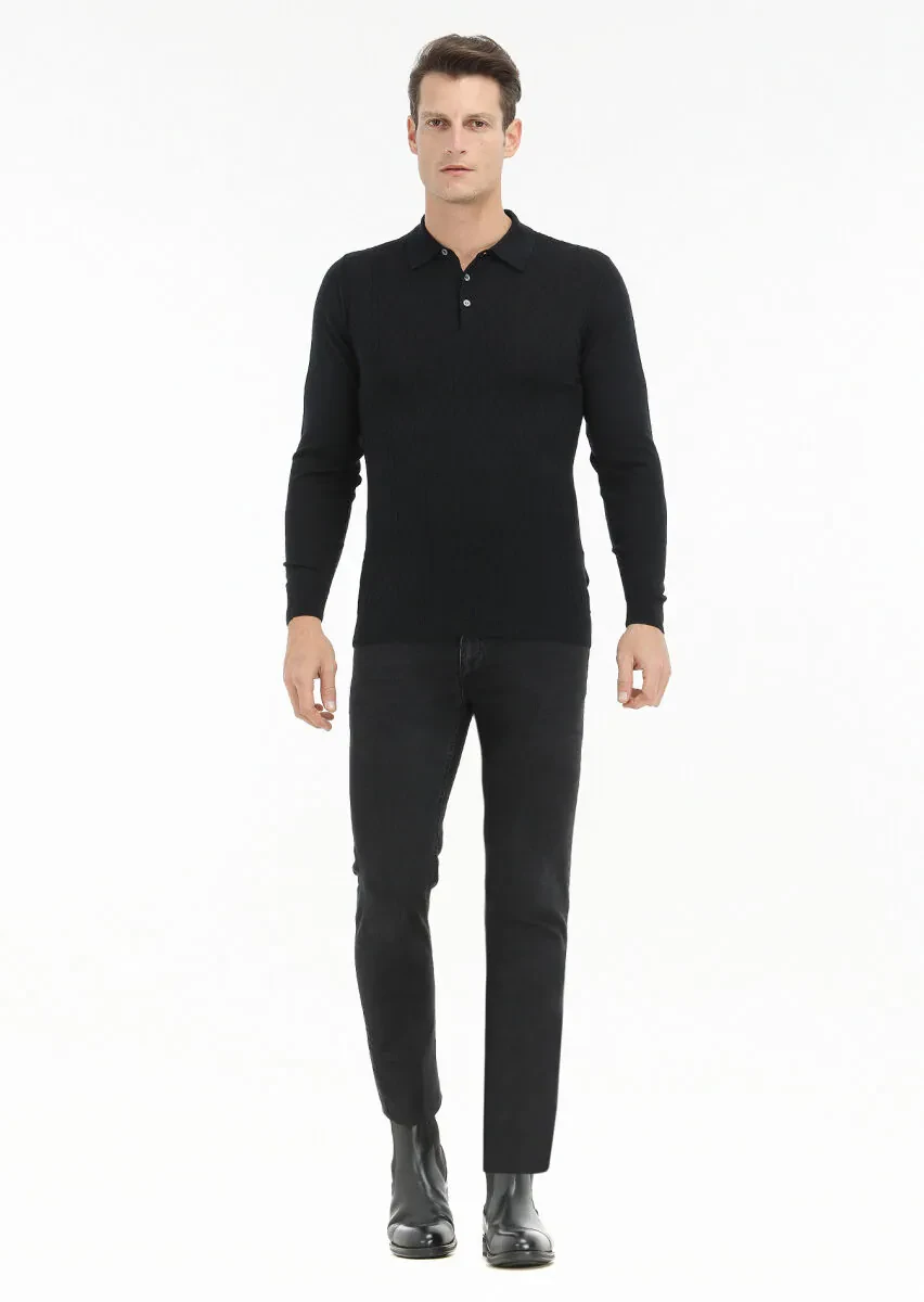 Black Knitwear Sweatshirt - 1