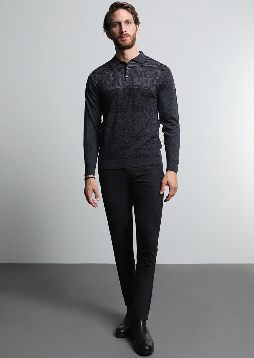 Black Knitwear Sweatshirt - 1