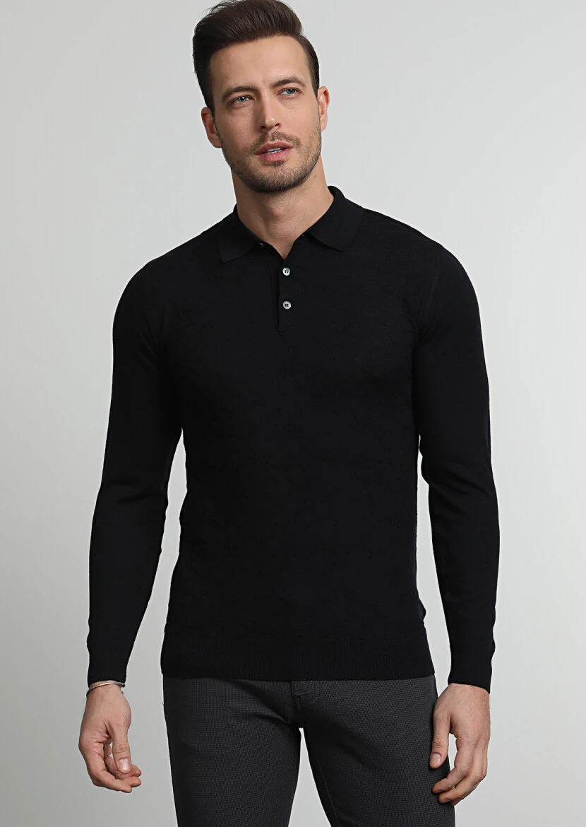 Black Knitwear Sweatshirt - 1