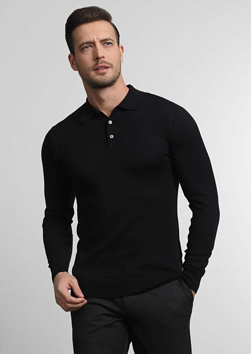 Black Knitwear Sweatshirt - 1