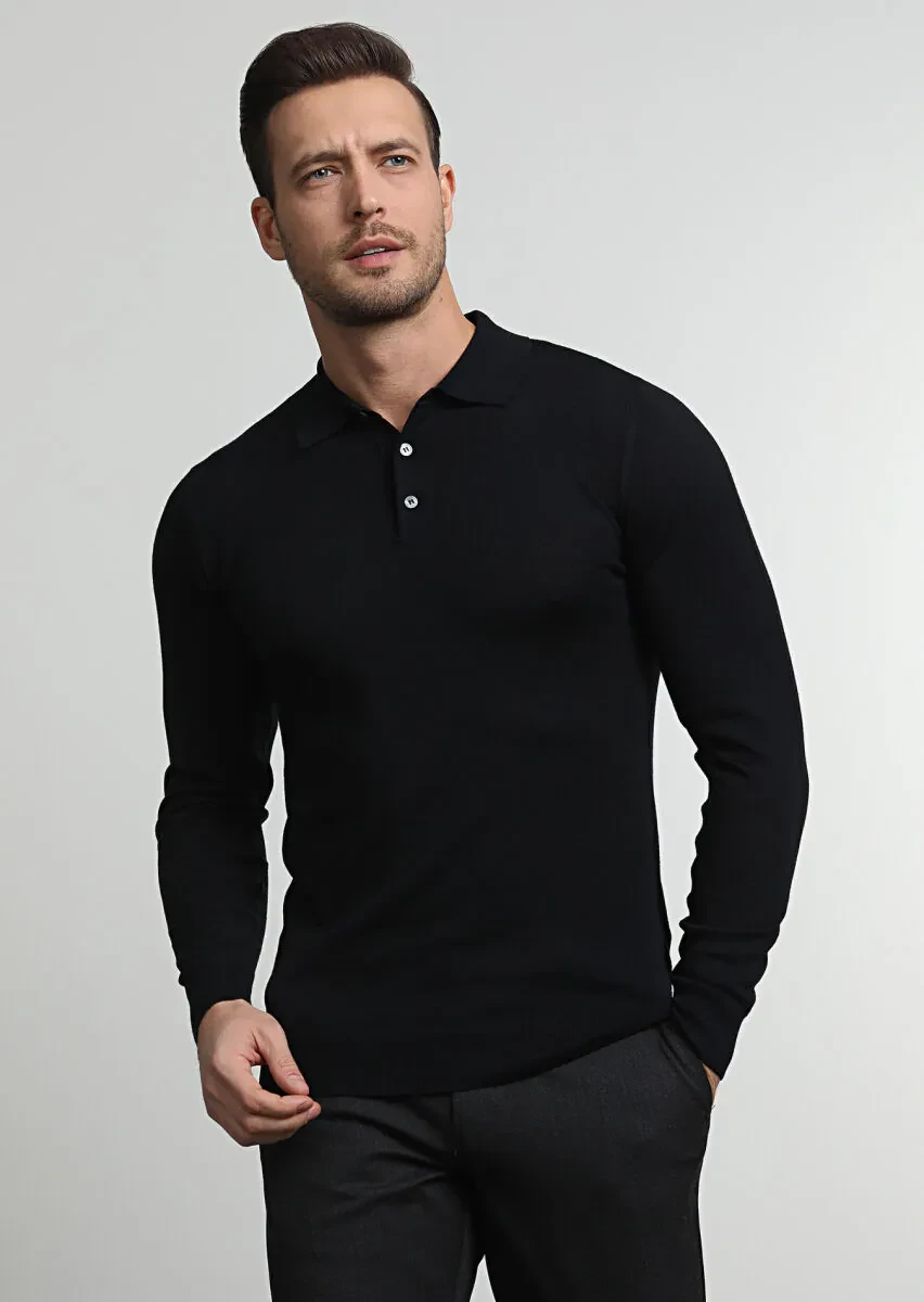 Black Knitwear Sweatshirt - 1