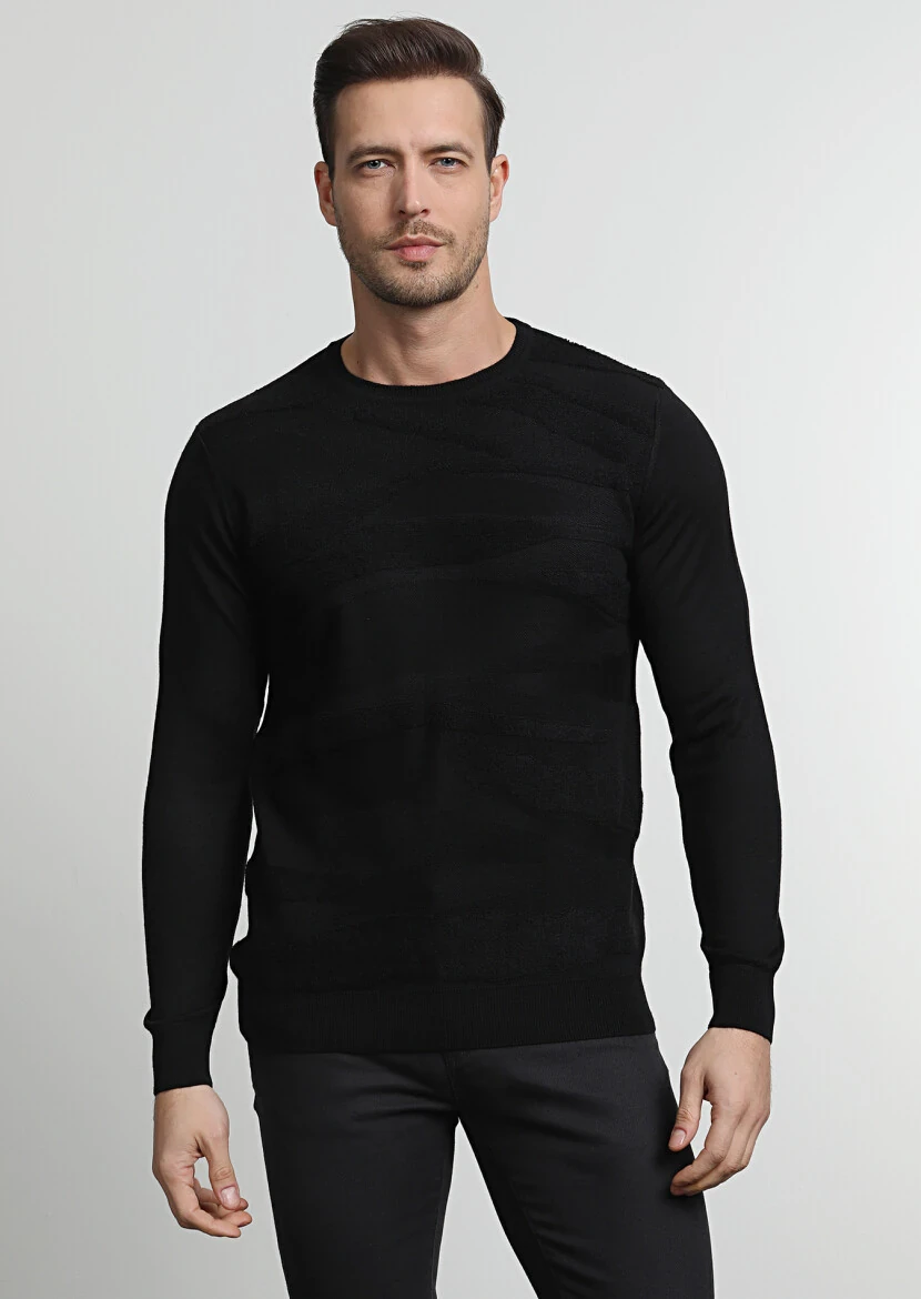 Black Knitwear Sweatshirt - 1