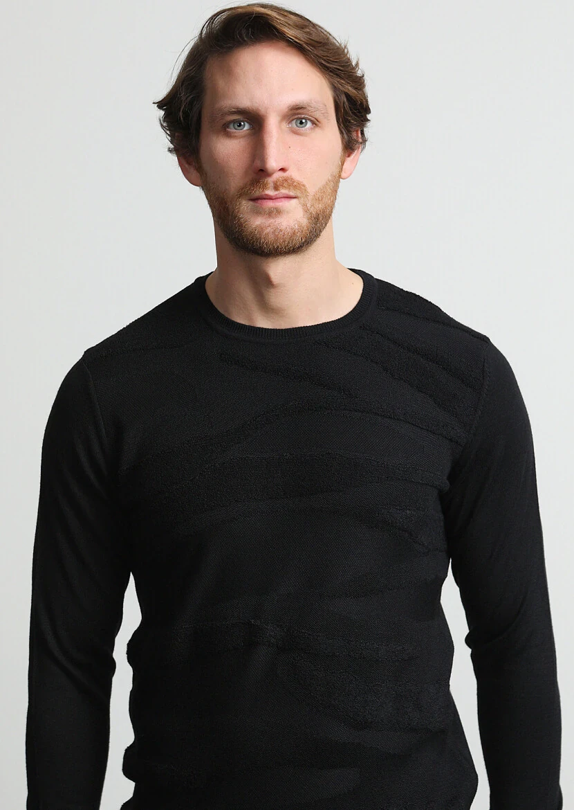 Black Knitwear Sweatshirt - 2