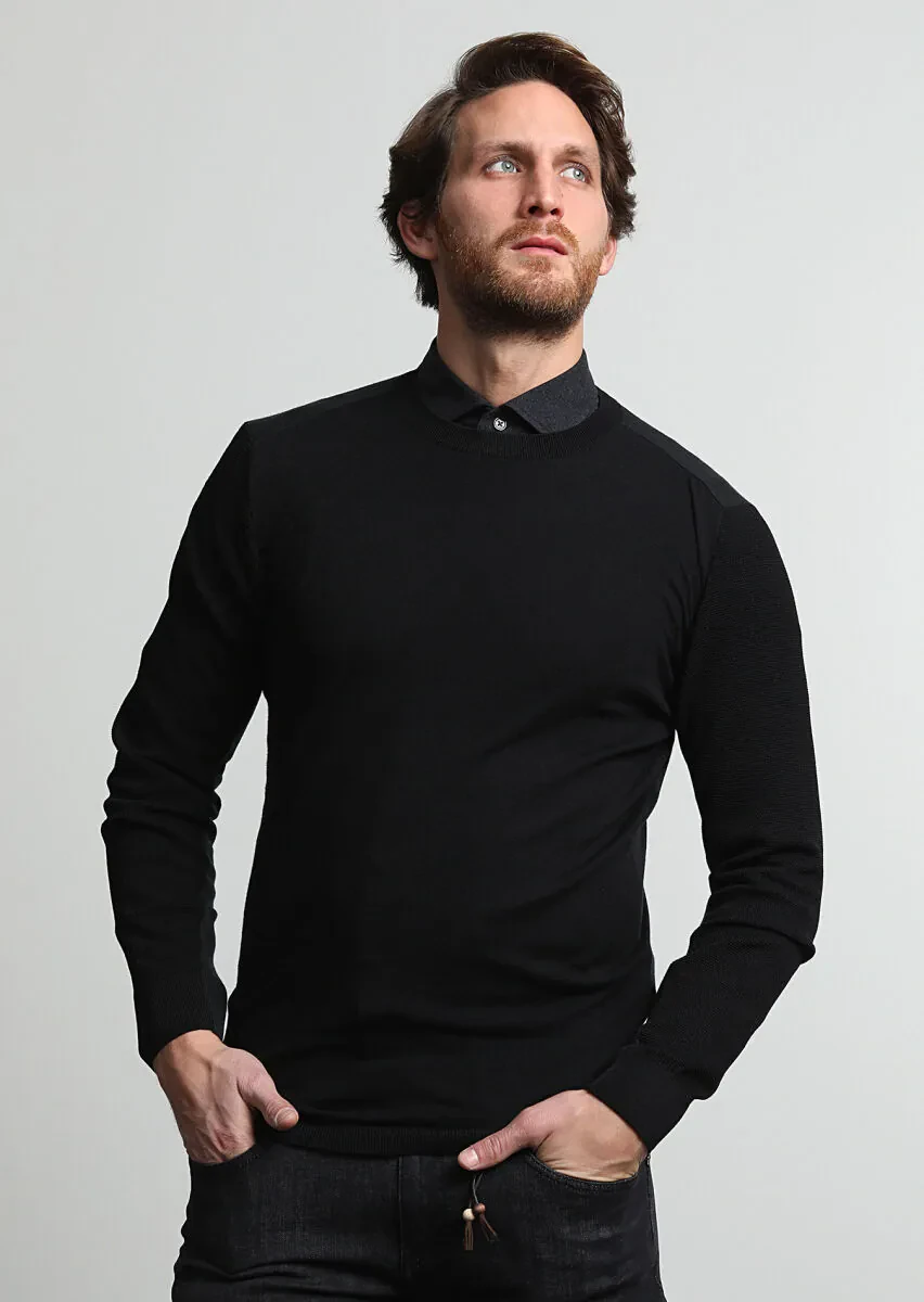 Black Knitwear Sweatshirt - 1