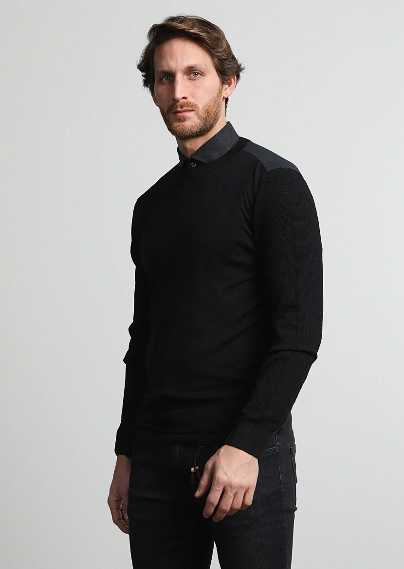 Black Knitwear Sweatshirt 