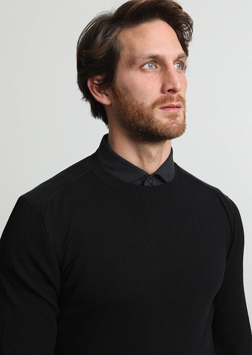 Black Knitwear Sweatshirt - 3