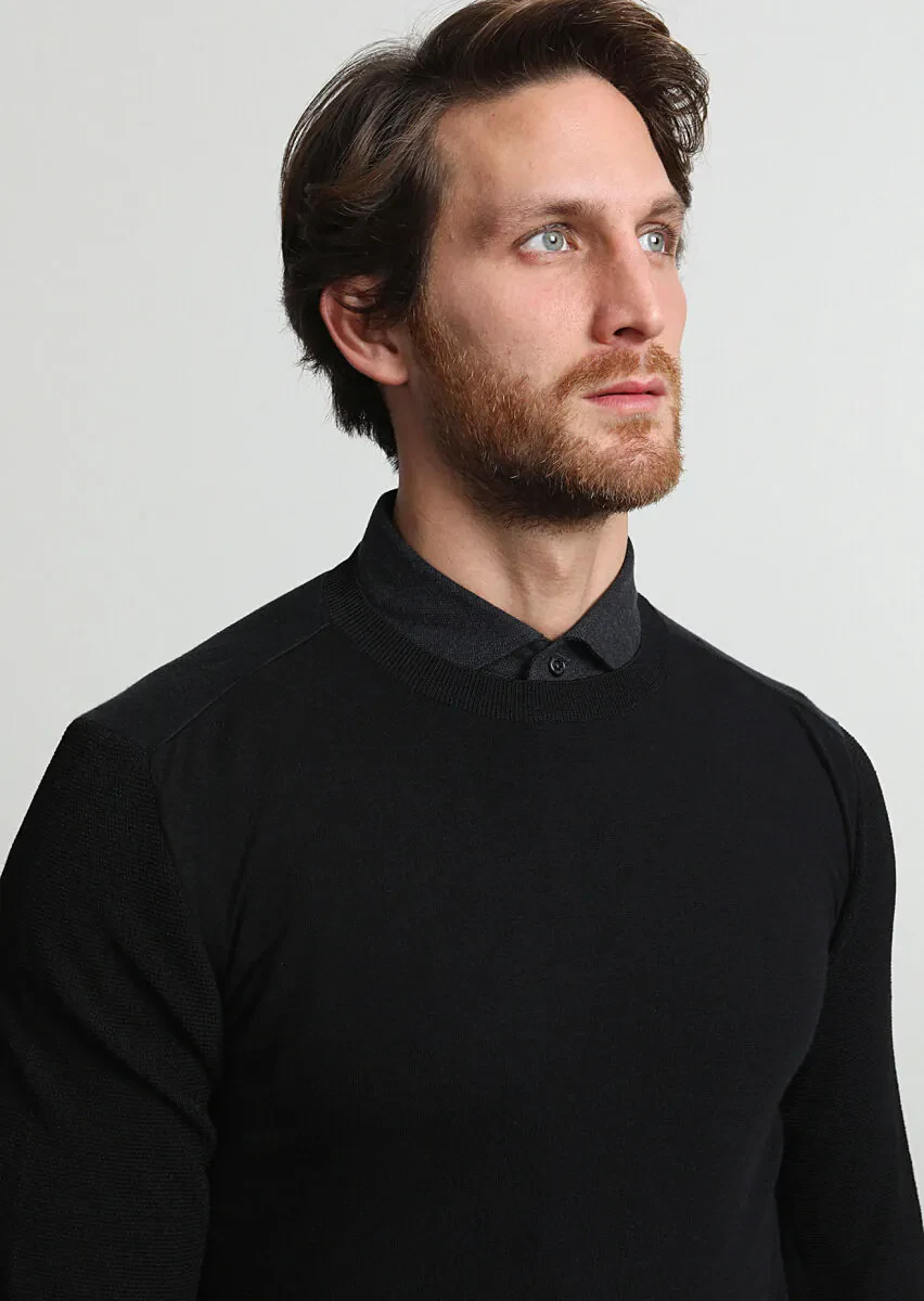 Black Knitwear Sweatshirt - 3