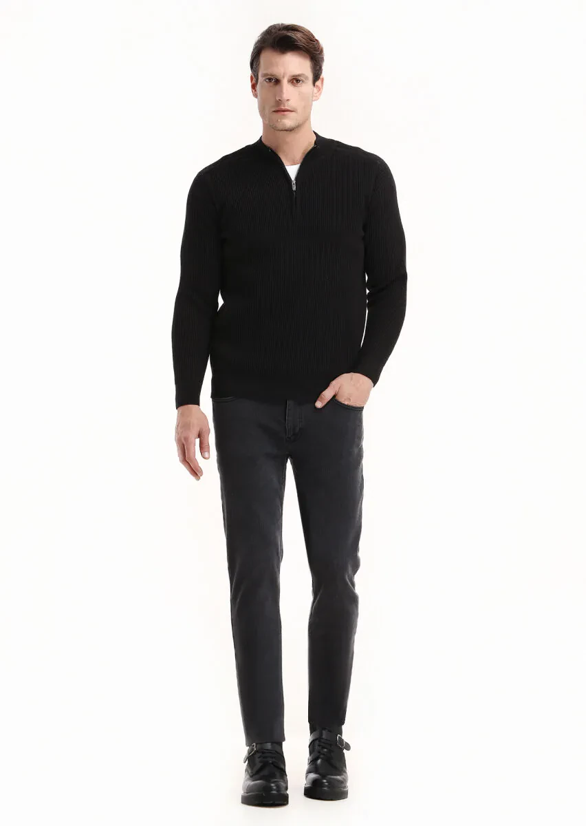 Black Knitwear Sweatshirt - 1