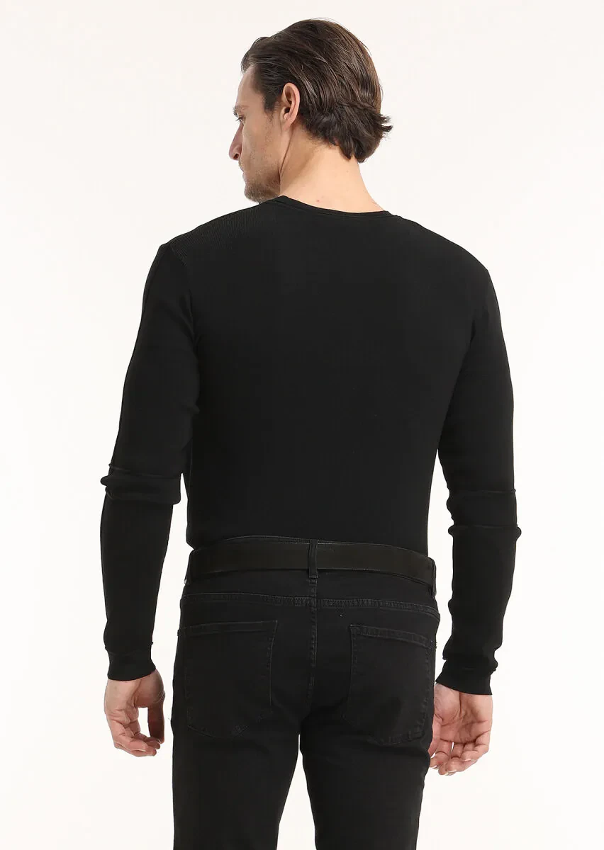 Black Knitwear Sweatshirt - 4