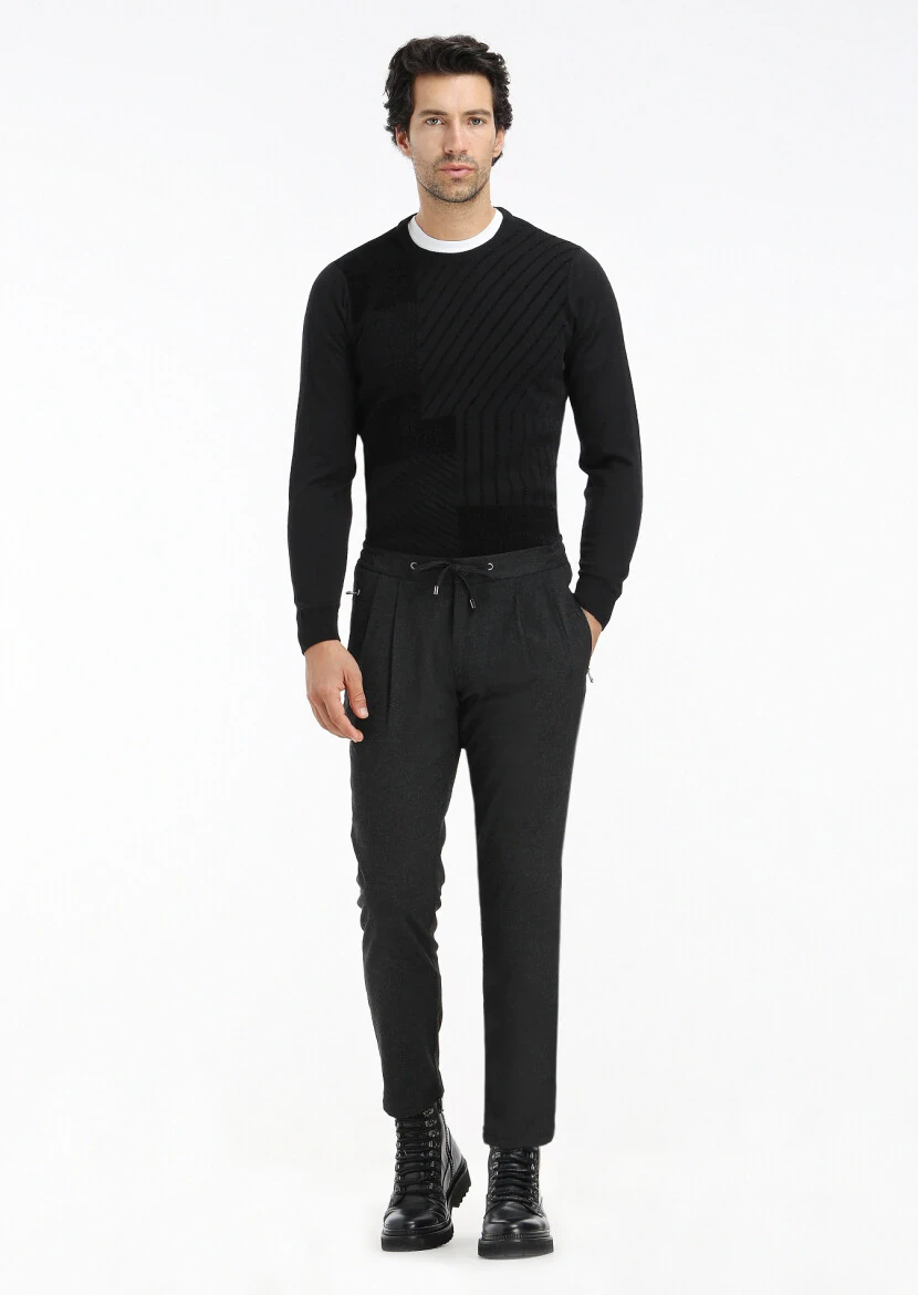 Black Knitwear Sweatshirt - 1
