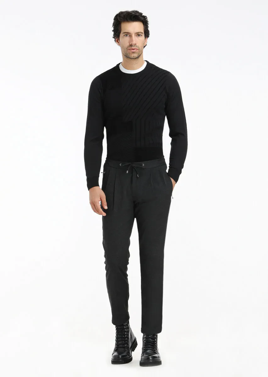 Black Knitwear Sweatshirt - 1