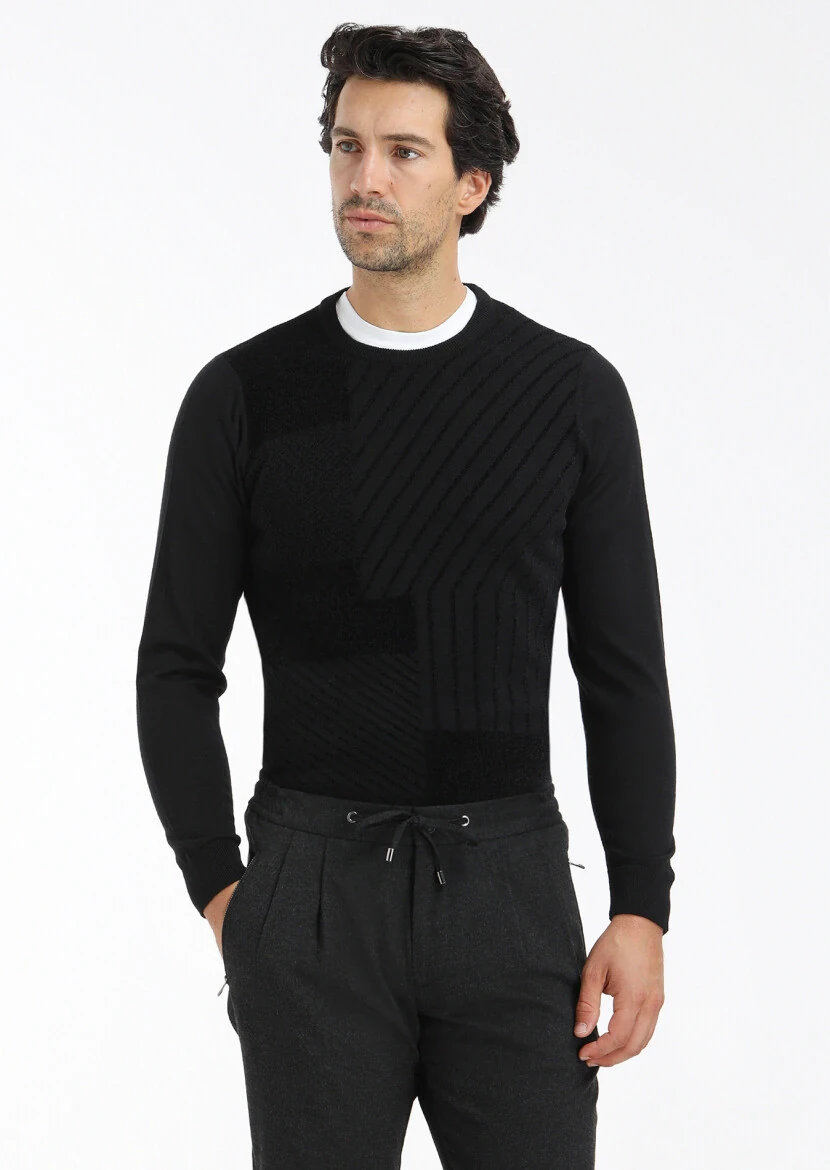 Black Knitwear Sweatshirt - 2