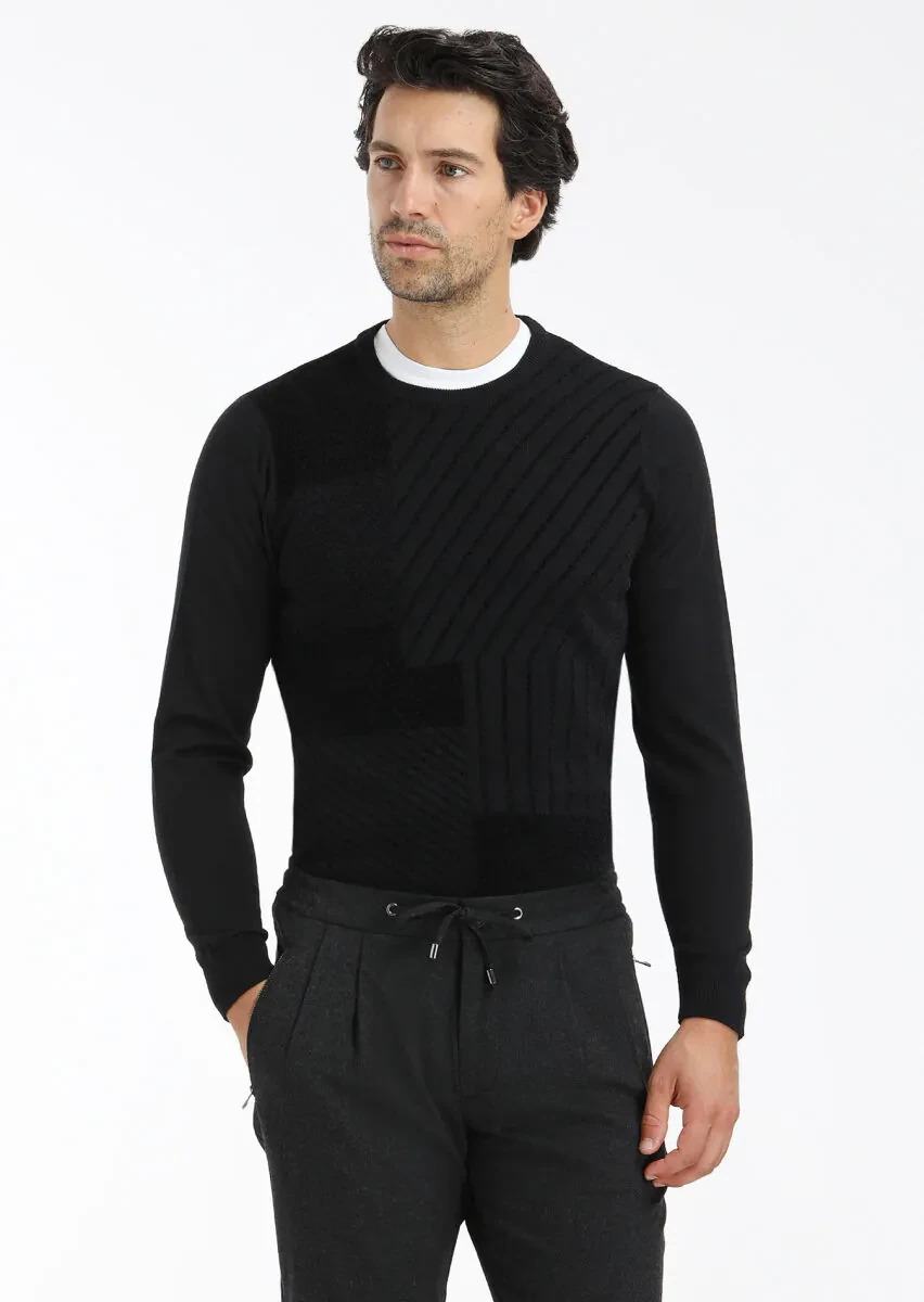 Black Knitwear Sweatshirt - 2