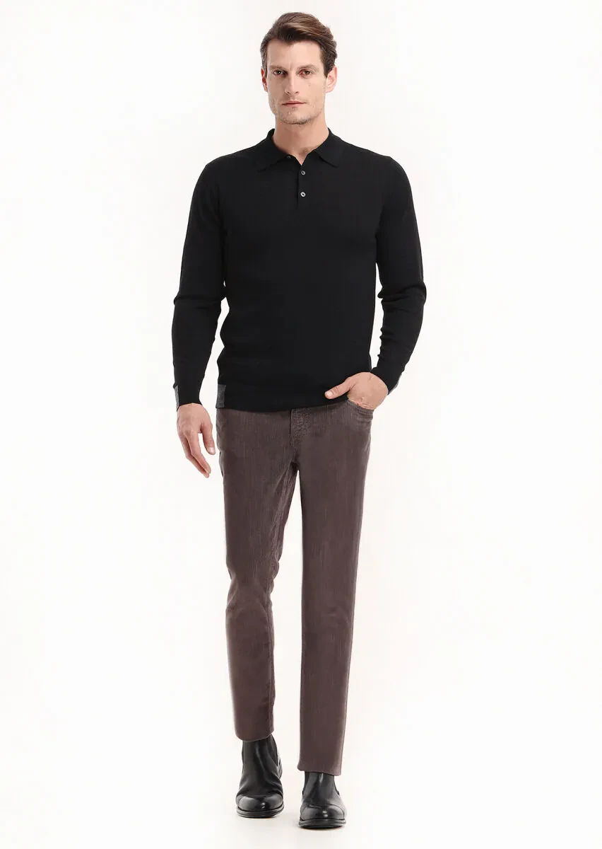 Black Knitwear Sweatshirt - 1