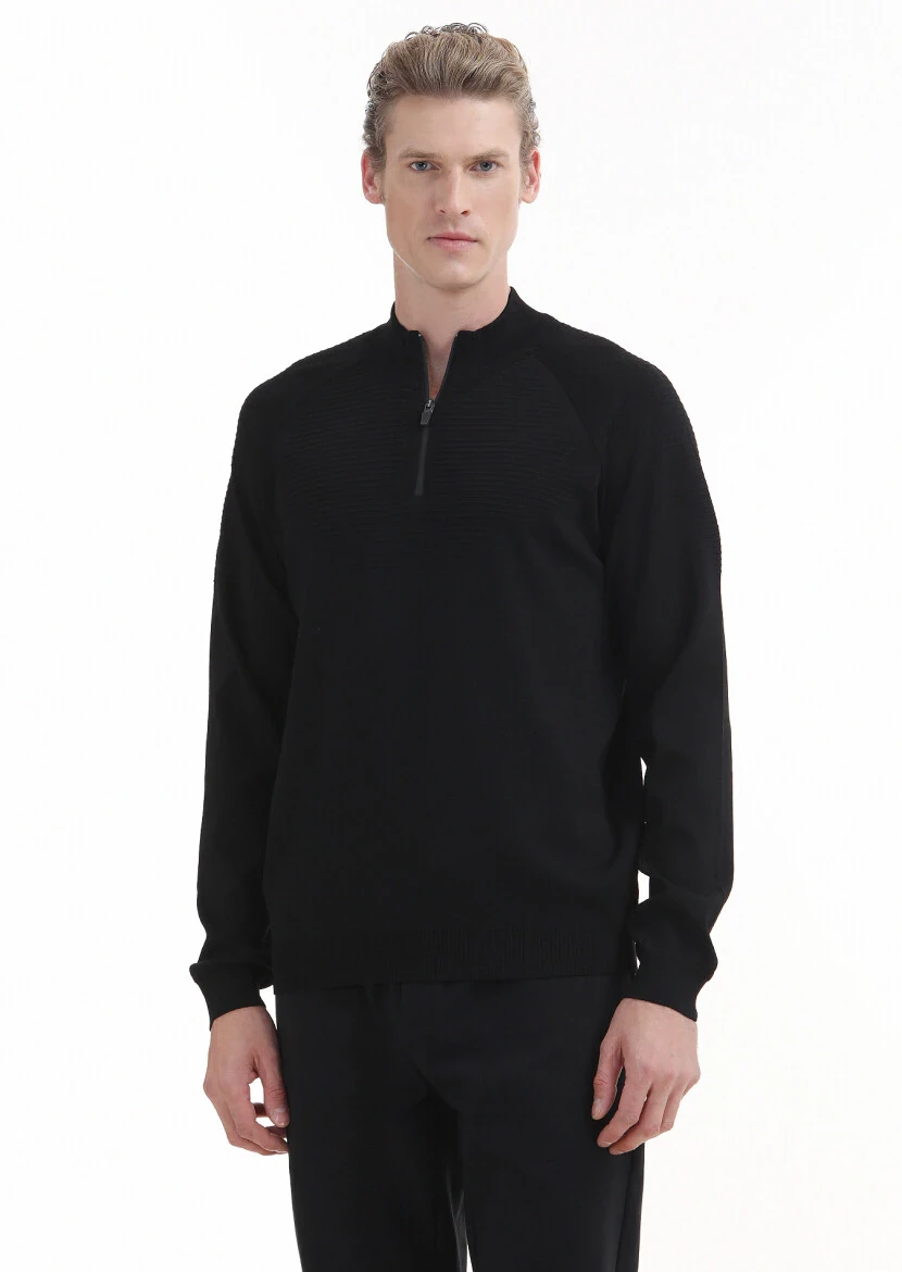 Black Knitwear Sweatshirt - 1