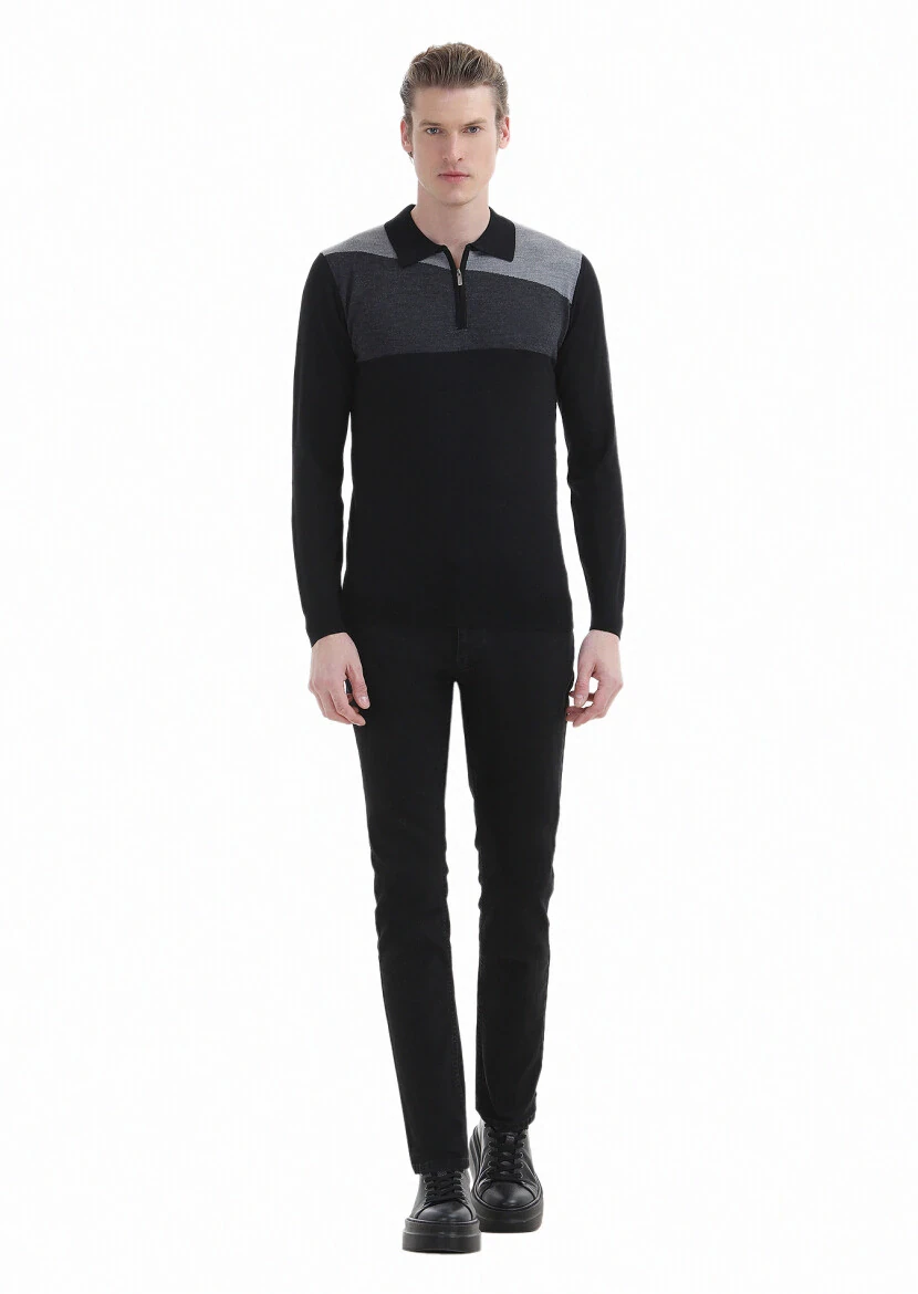 Black Knitwear Sweatshirt - 1