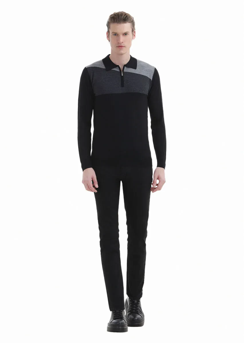 Black Knitwear Sweatshirt - 1