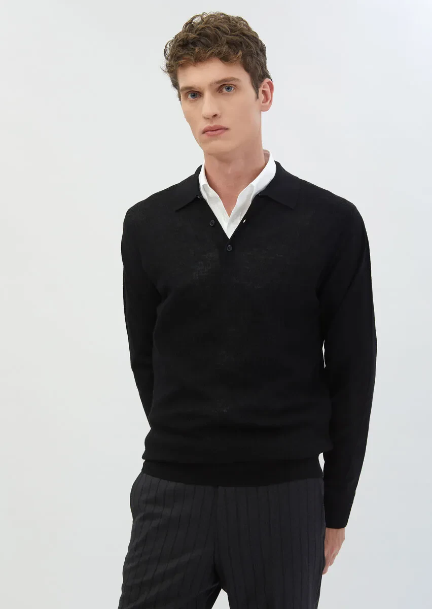 Black Knitwear Sweatshirt - 1