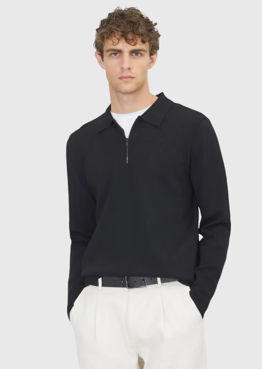 Black Knitwear Sweatshirt - 1