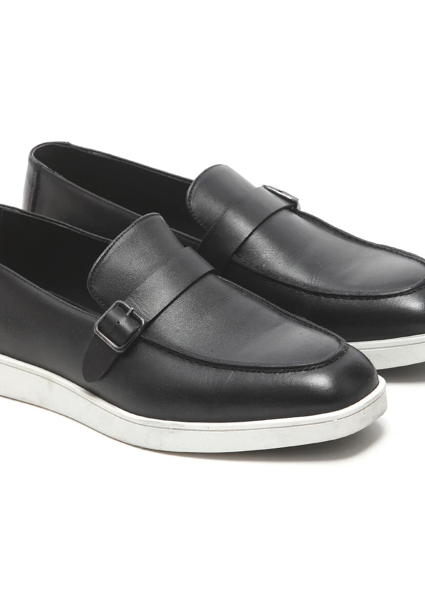 Black Leather Casual Loafer - 3