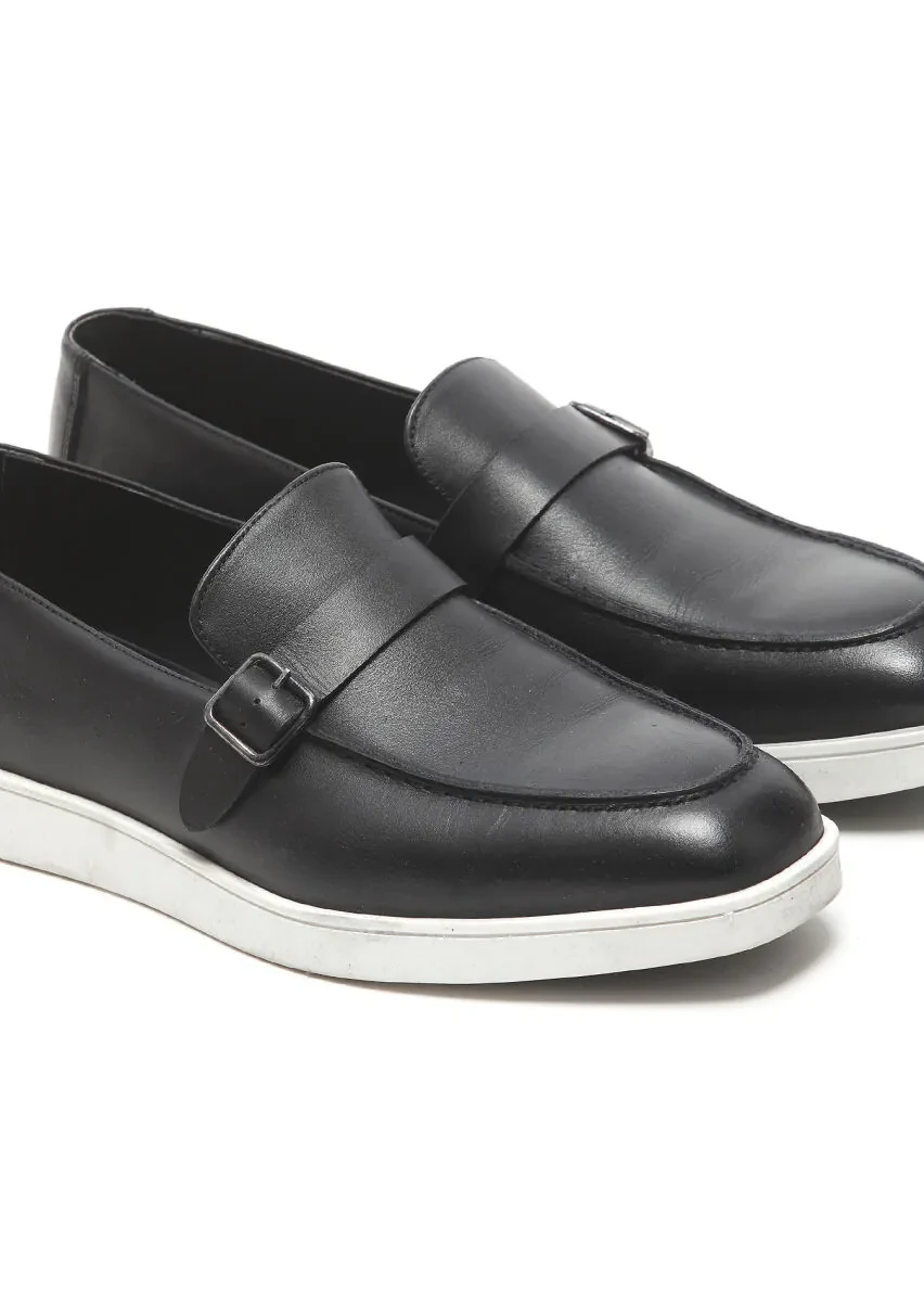 Black Leather Casual Loafer - 3