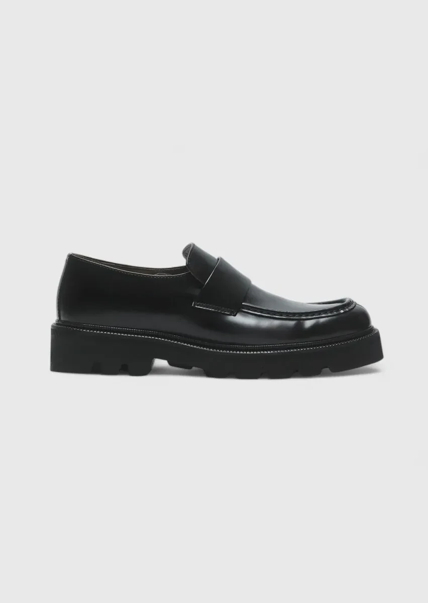 Black Leather Casual Loafer - 1