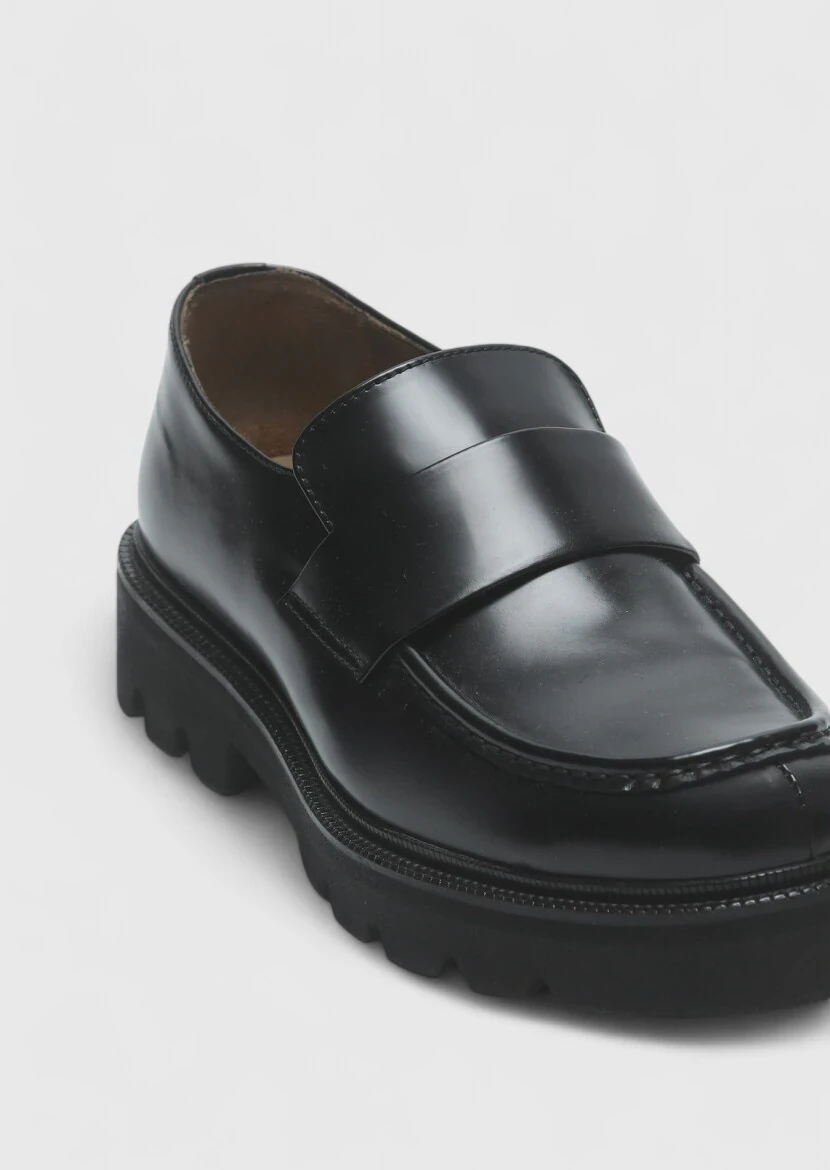 Black Leather Casual Loafer - 2