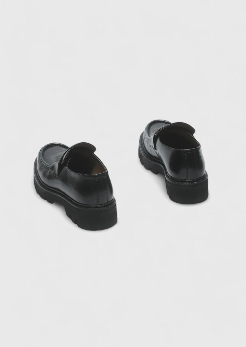 Black Leather Casual Loafer - 5