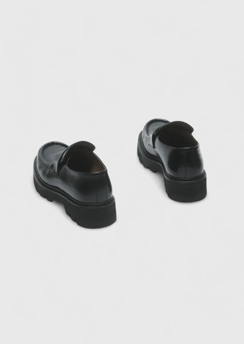 Black Leather Casual Loafer - 5