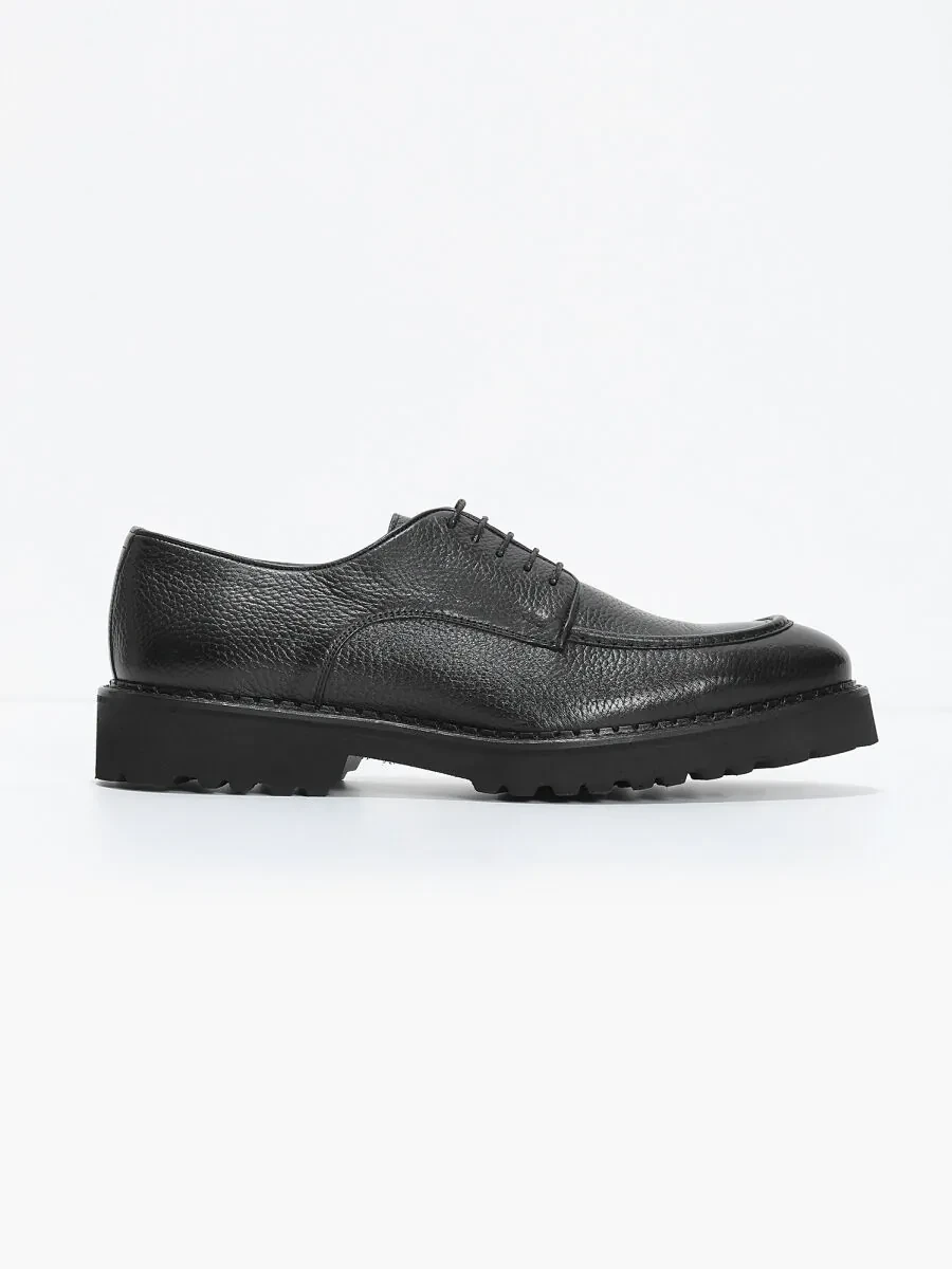Black Leather Casual Shoes - 1
