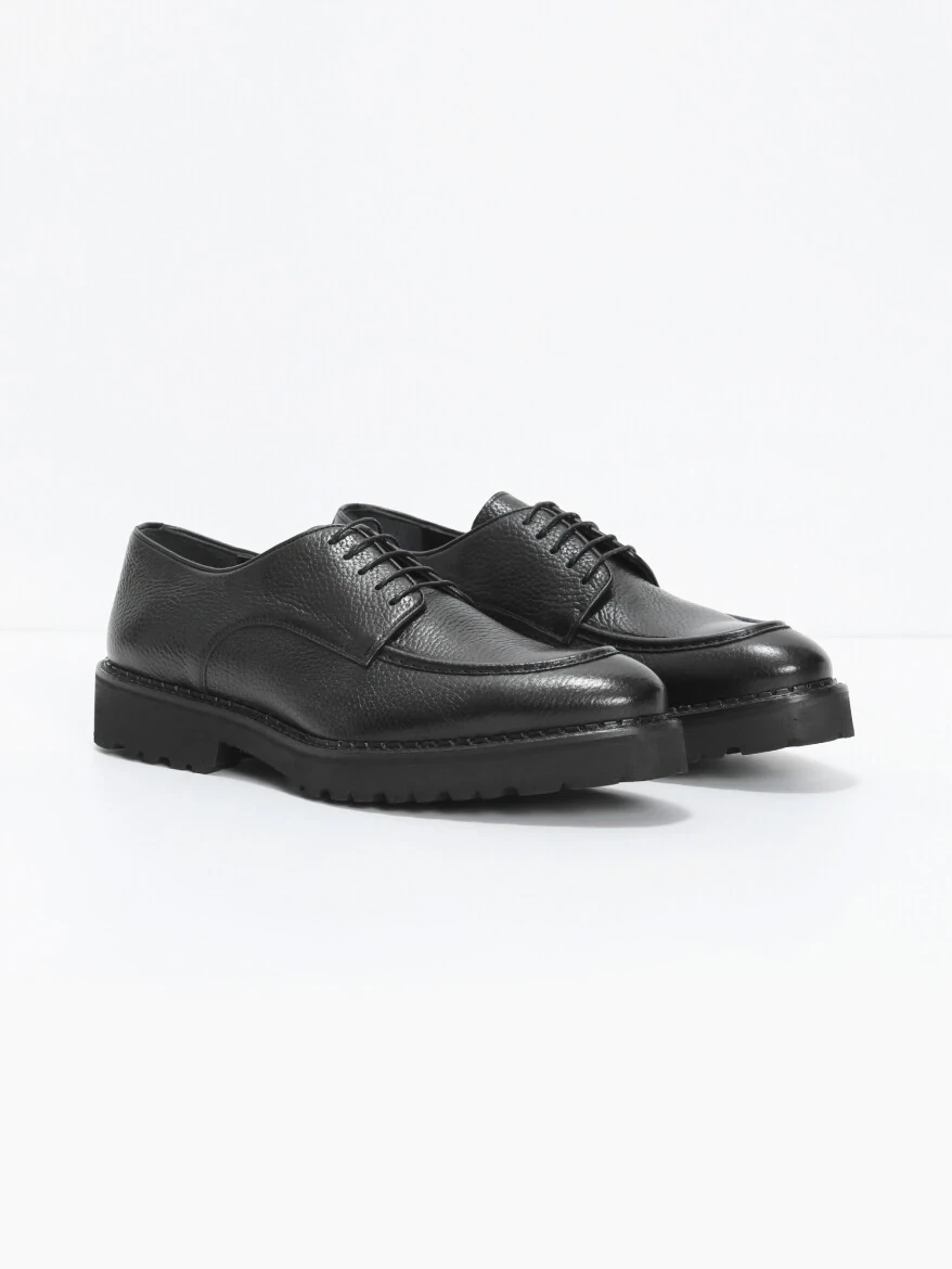 Black Leather Casual Shoes - 2
