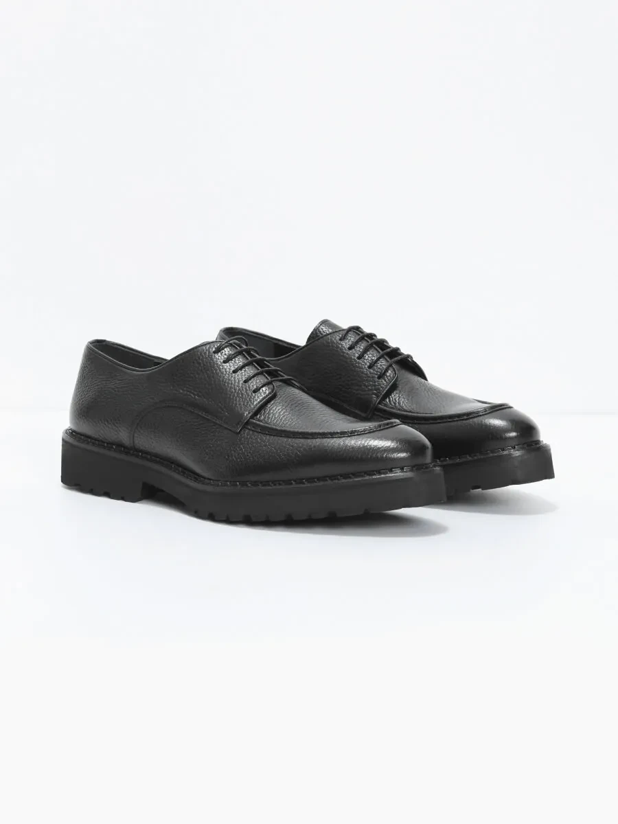 Black Leather Casual Shoes - 2