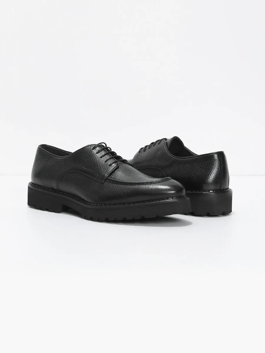 Black Leather Casual Shoes - 3