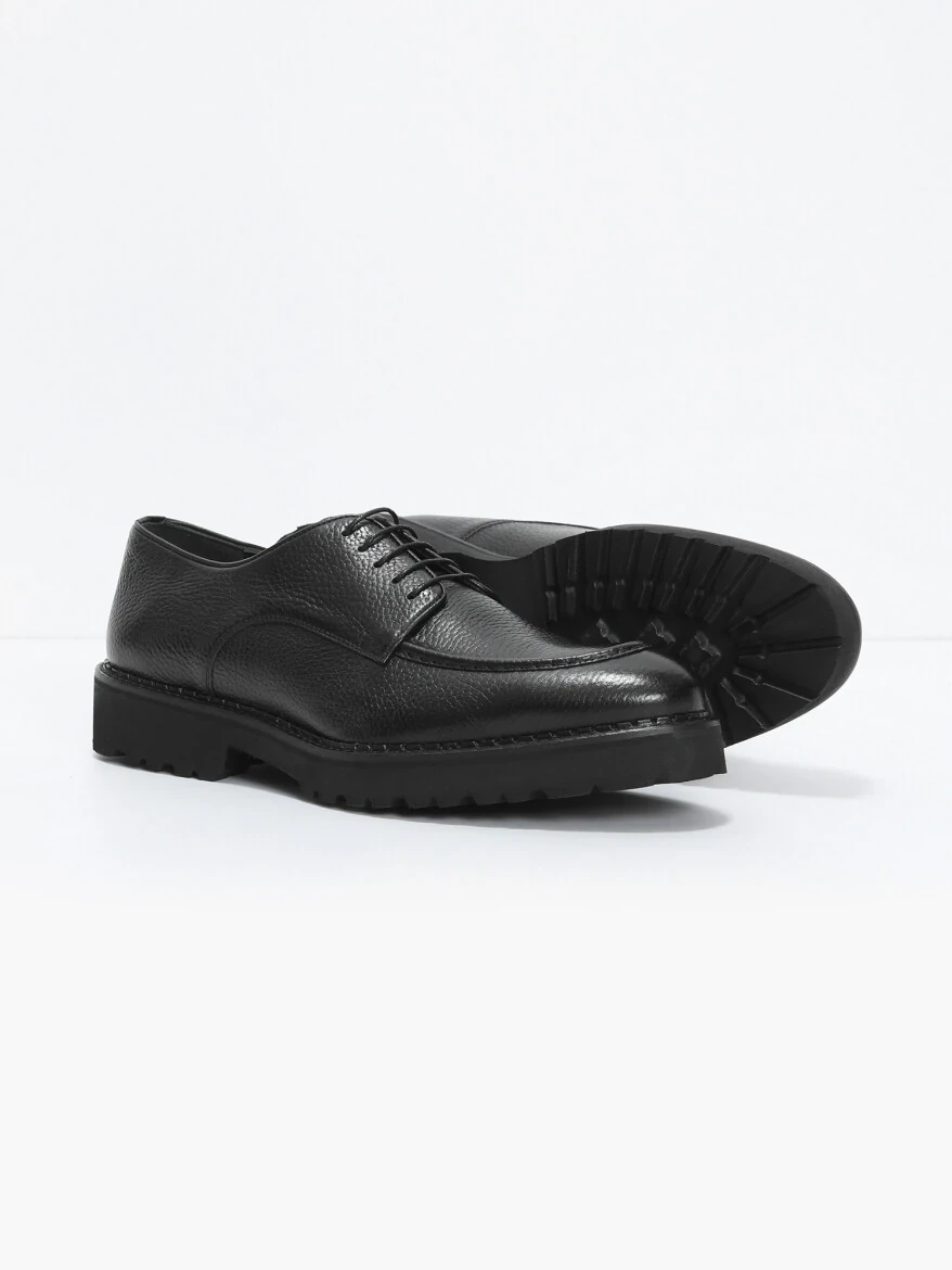 Black Leather Casual Shoes - 4