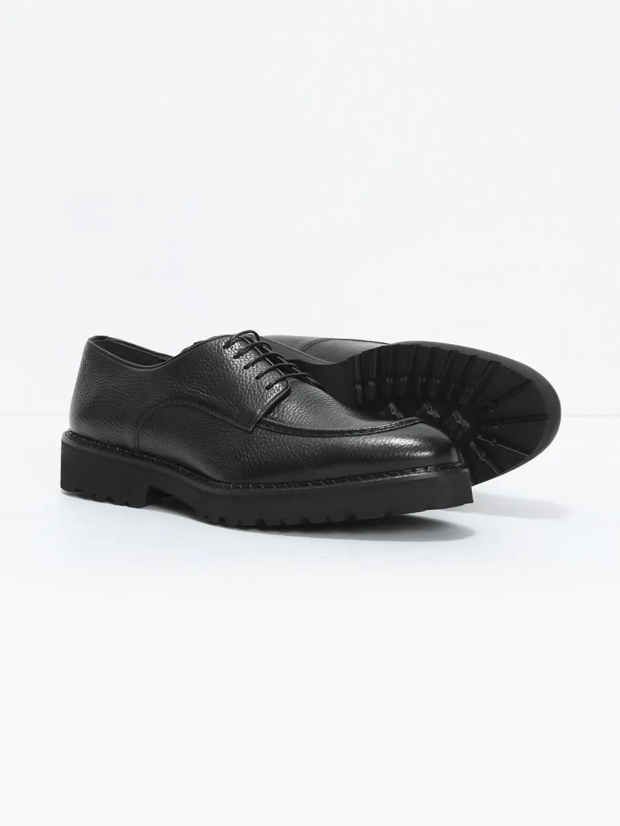 Black Leather Casual Shoes - 4