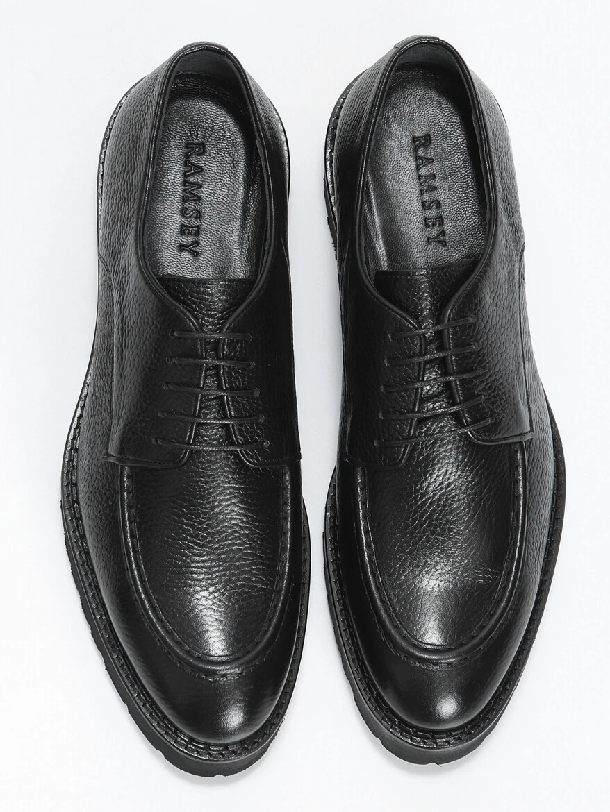 Black Leather Casual Shoes - 5