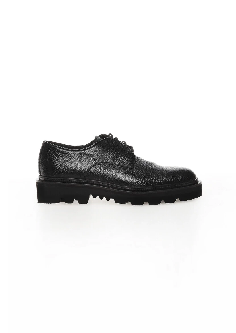 Black Leather Casual Shoes - 1