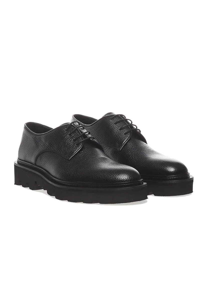 Black Leather Casual Shoes - 2